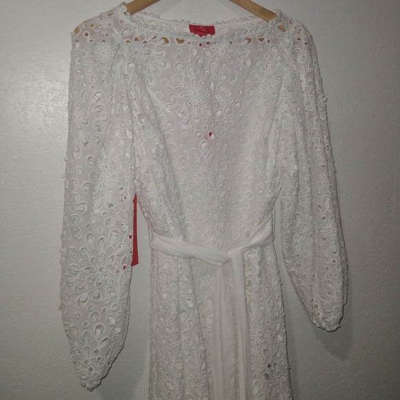 NWT MONIQUE LHUILLIER White Lace Blouson Dress - Picture 3 of 10